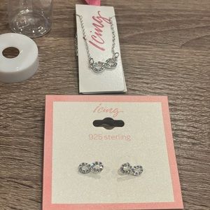 925 Sterling Silver Rhinestone Infinity Necklace and Earrings